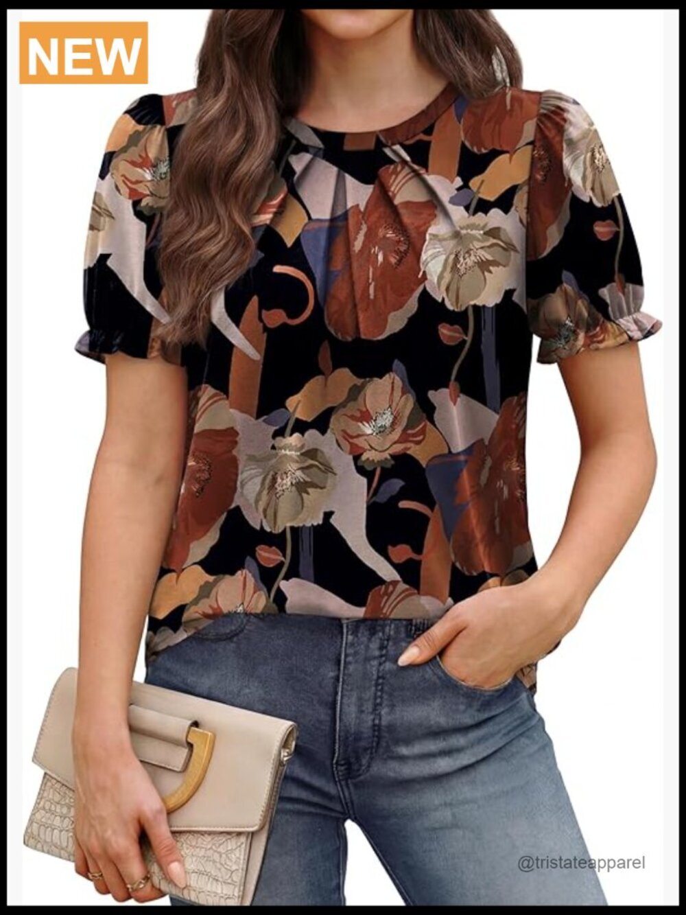 Womens Short Puff Sleeve Pleated Blouse Dressy Casual Business Tops